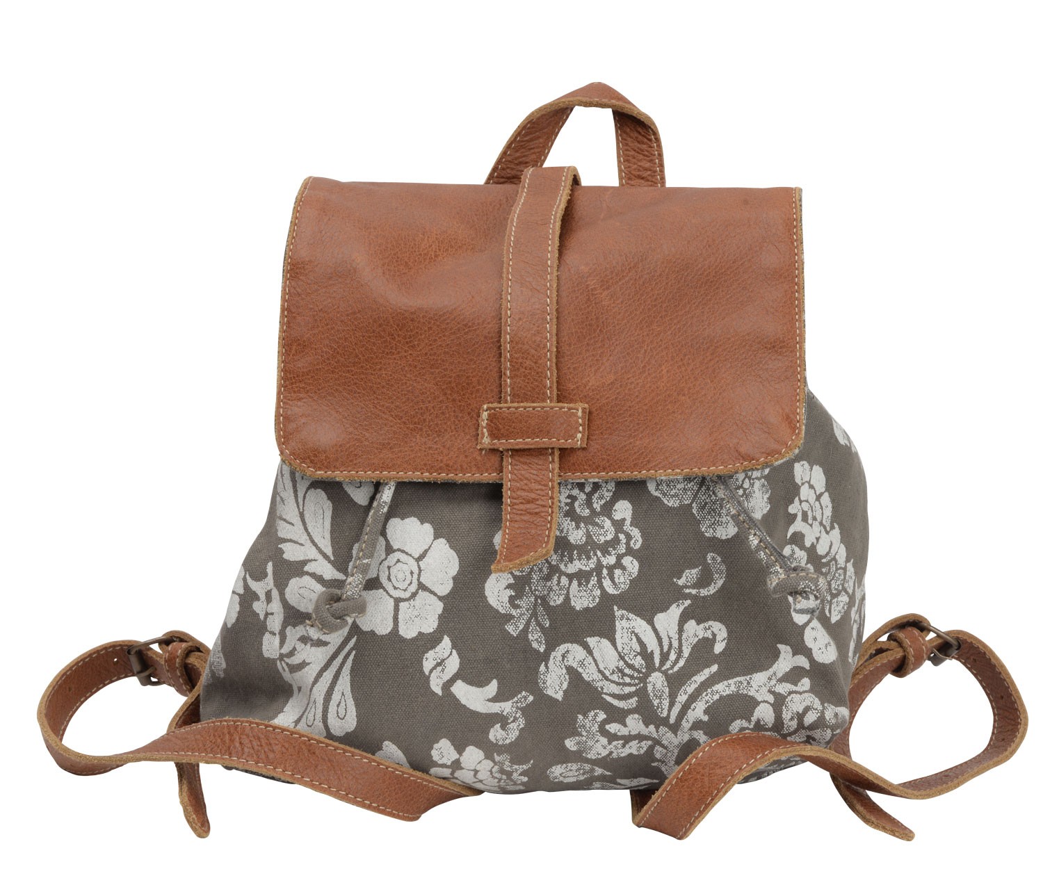 FLOWER AND LEATHER BACKPACK