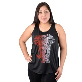 BLACK TANK WITH RED ELEPHANT