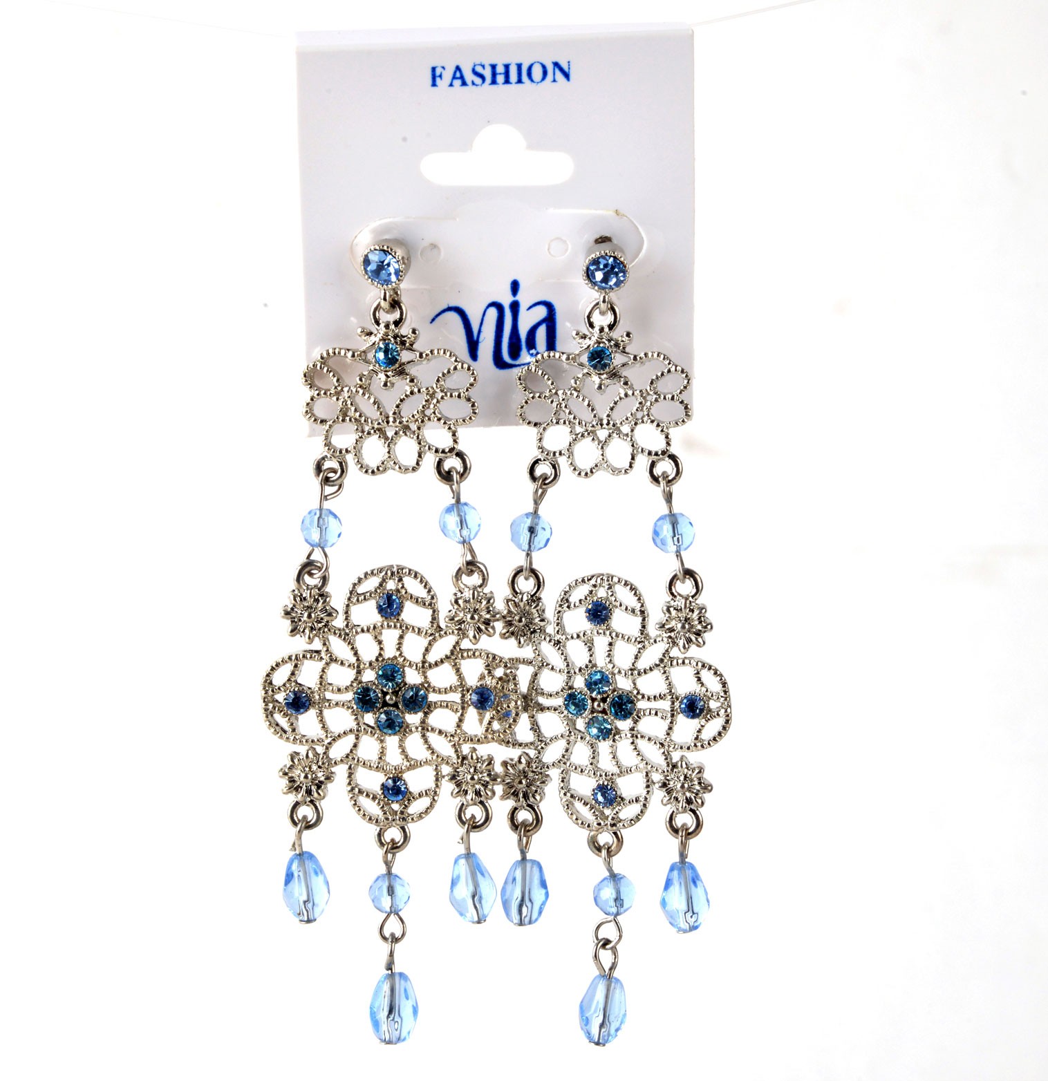 FILIGREE DANGLE EARRINGS BLUE