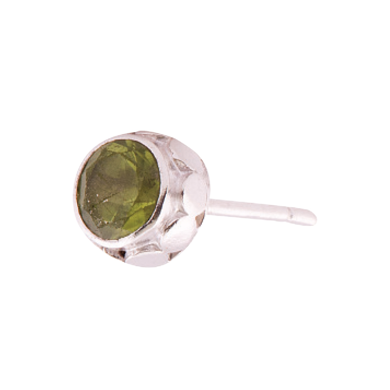 ROUND LT PERIDOT FACETED STUD
