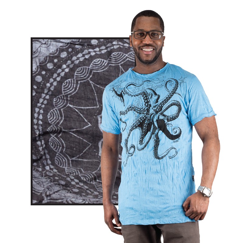 BLACK MENS OCTOPUS T-SHIRT