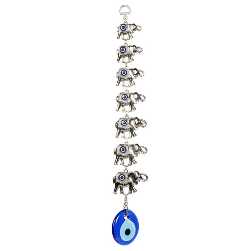 SEVEN ELEPHANTS EVIL EYE WALL DECORATION