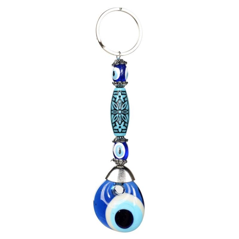 LONG BEAD EVIL EYE KEYCHAIN