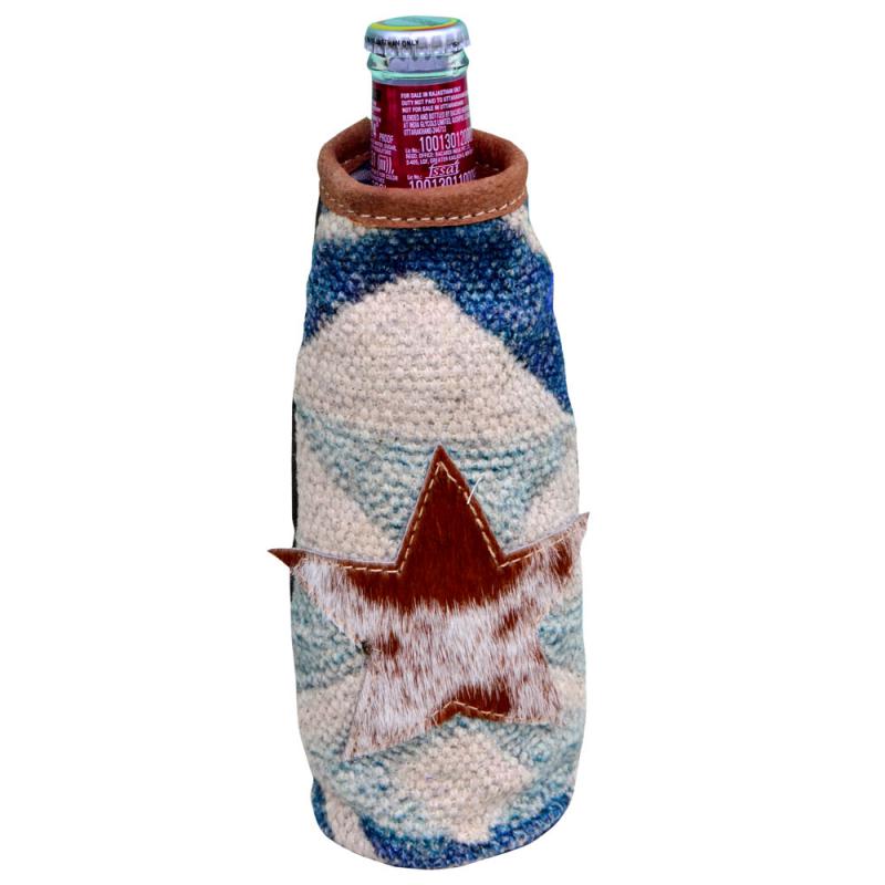 BLUE CANVAS PATTERNS & FUR BOTTLE SLEEVE