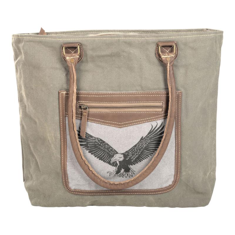 EAGLE TOTE WITH LEATHER TRIM