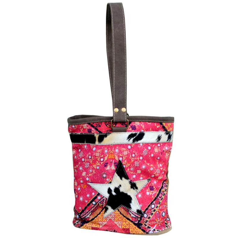 PINK DOUBLE WINE BAG WITH  STAR