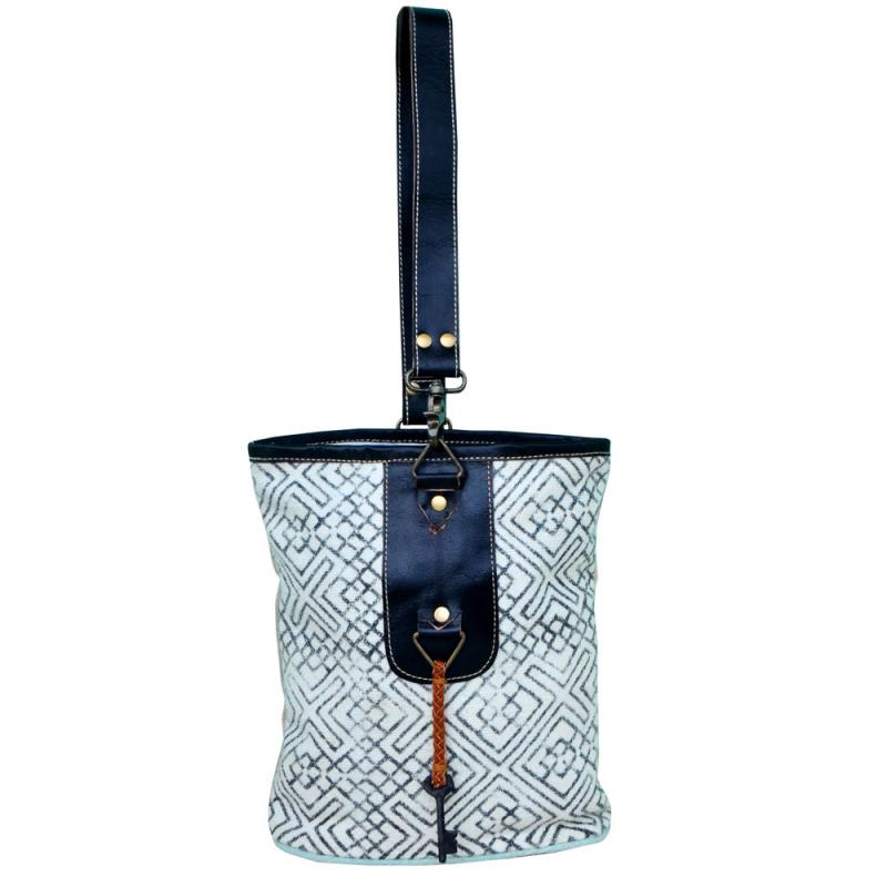 DOUBLE WINE BAG WITH BLACK LEATHER TRIM