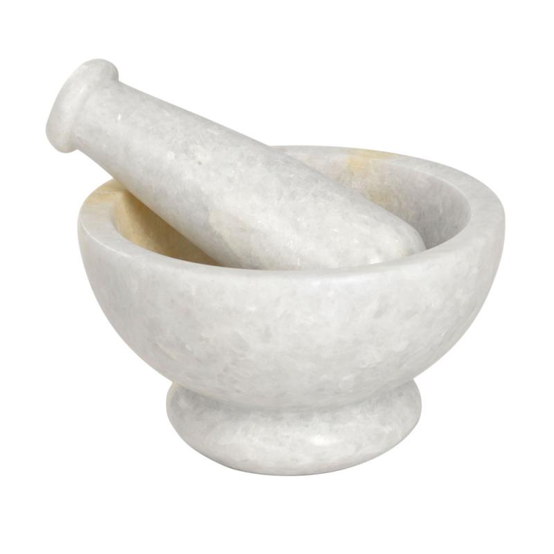 WHITE MORTAR AND PESTLE