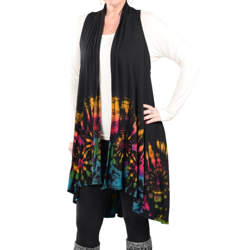 BLACK TIE DYE LONG VEST