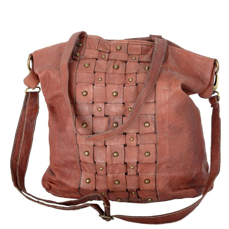 BROWN LEATHER BAG WITH ADJUSTABLE STRAP
