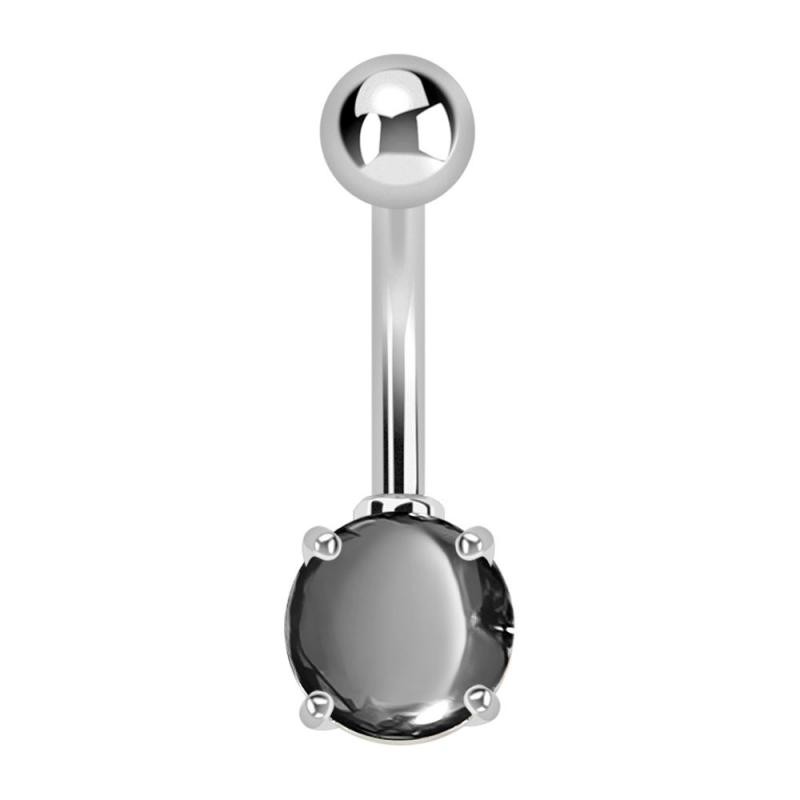 SURGICAL STEEL BELLY BANANA WITH SMOOTH STONE