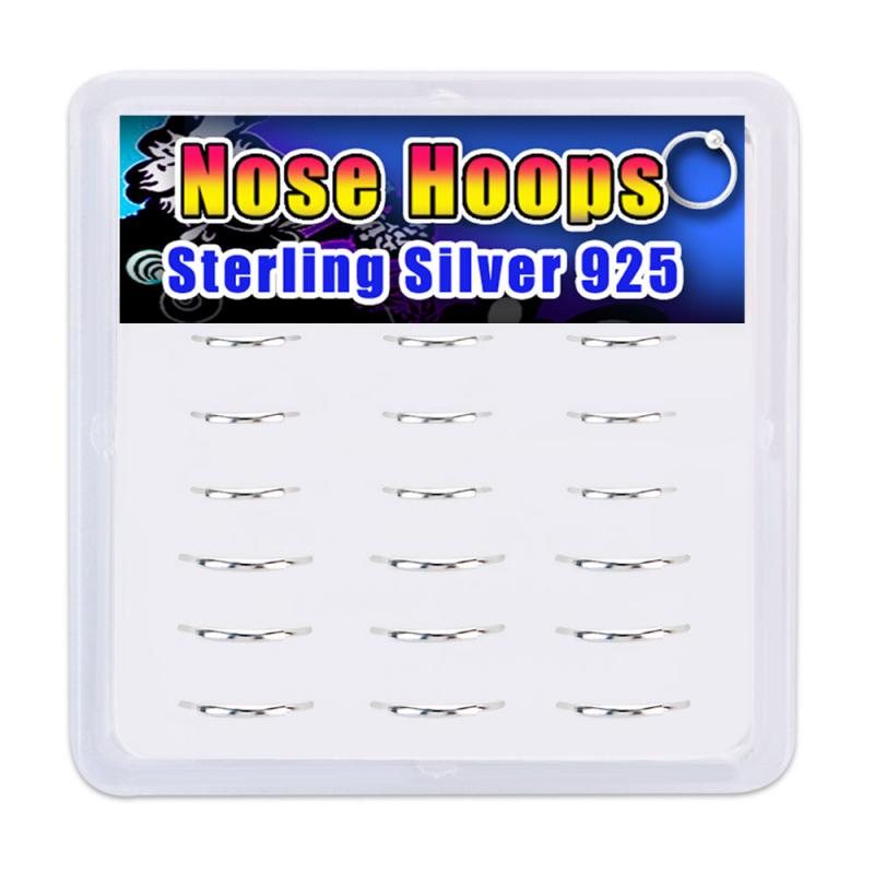 18 PIECE DISPLAY - SILVER ENDLESS NOSE HOOPS