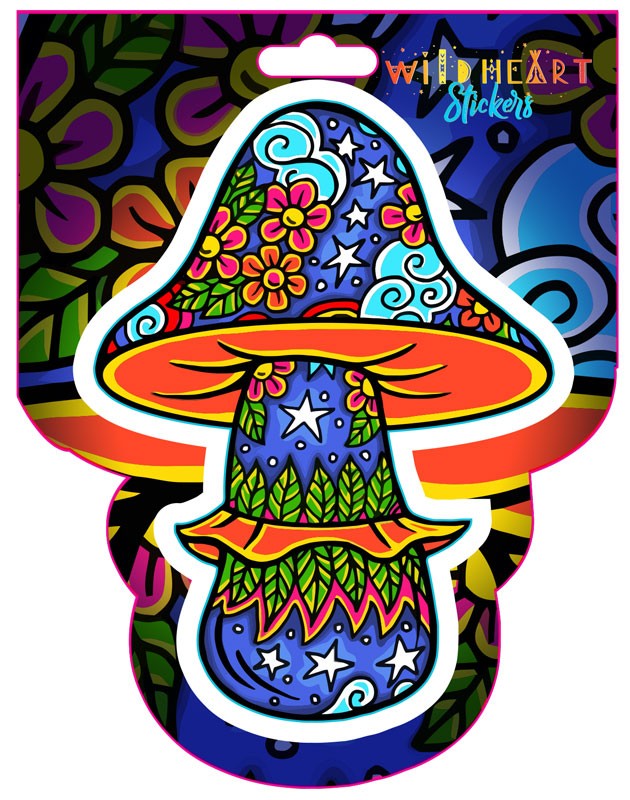 COLORFUL MUSHROOM WINDOW STICKER