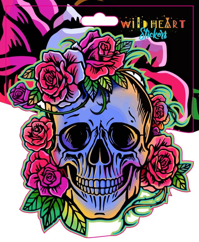 SKULL & ROSES WINDOW STICKER