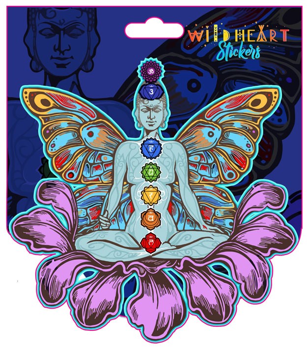 SEVEN CHAKRA BUTTERFLY WINDOW STICKER