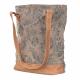 BROWN CANVAS WITH BLACK FLORAL PRINT SHOULDER BAG 1