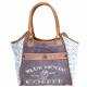 WHITE AND GREY CANVAS BLUE MOON COFFEE TOTE