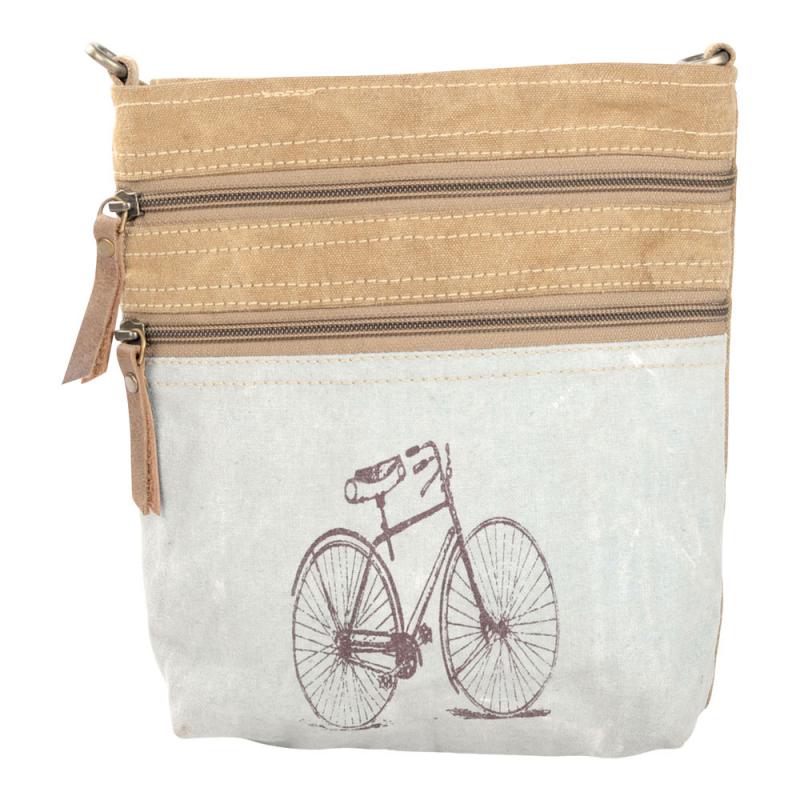 DOUBLE ZIPPER TWO TONE BIKE SHOULDER BAG