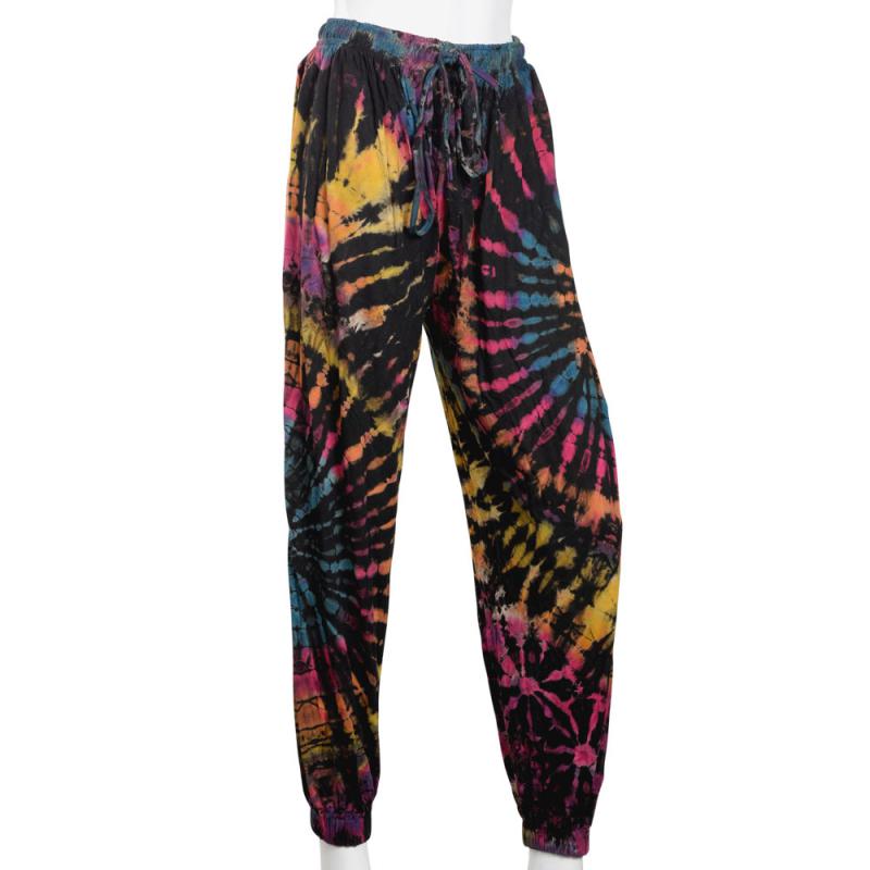 TIE DYE ELASTIC WAIST DRAWSTRING PANTS