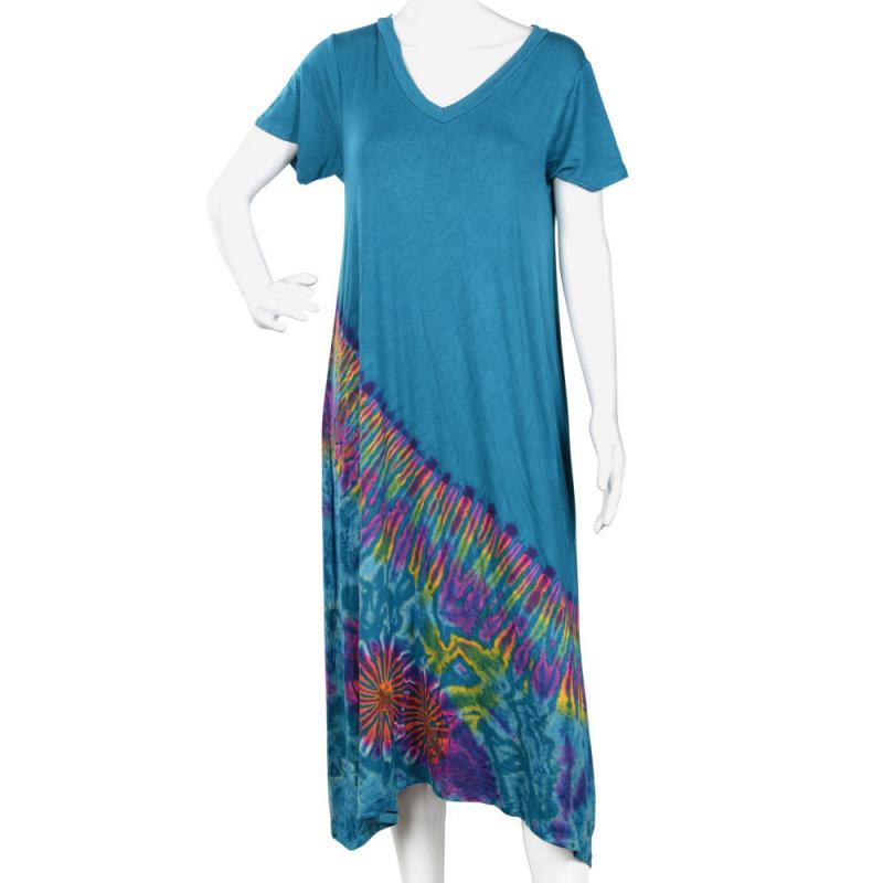 SHORT SLEEVE HALF TIE DYE DRESS