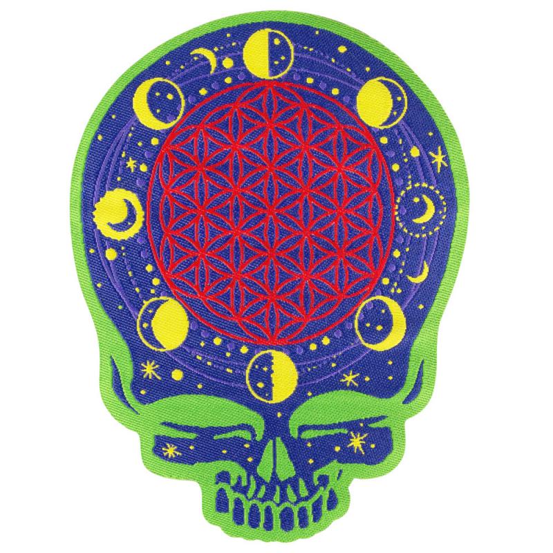 MOON PHASES SKULL EMBROIDERED PATCH