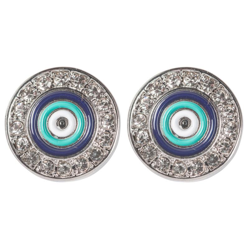 SILVER EVIL EYE STUDS WITH DARK BLUE MIDDLE