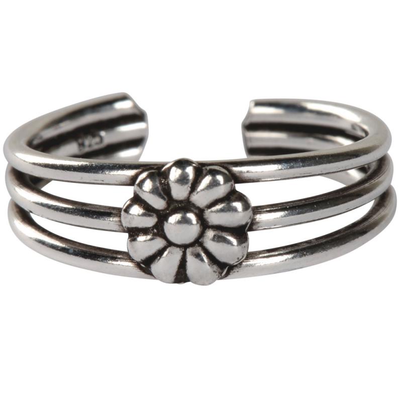 SILVER 3 STRANDS DAISY TOE RING