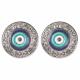 SILVER EVIL EYE STUDS WITH DARK BLUE MIDDLE