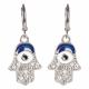 SILVER EVIL EYE HAMSA EARRINGS