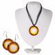 BROWN/YELLOW/WHITE NECKLACE AND EARRING SET