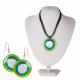 GREEN/BLUE/WHITE NECKLACE AND EARRING SET