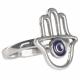 SILVER EVIL EYE HAMSA ADJUSTABLE RING 1