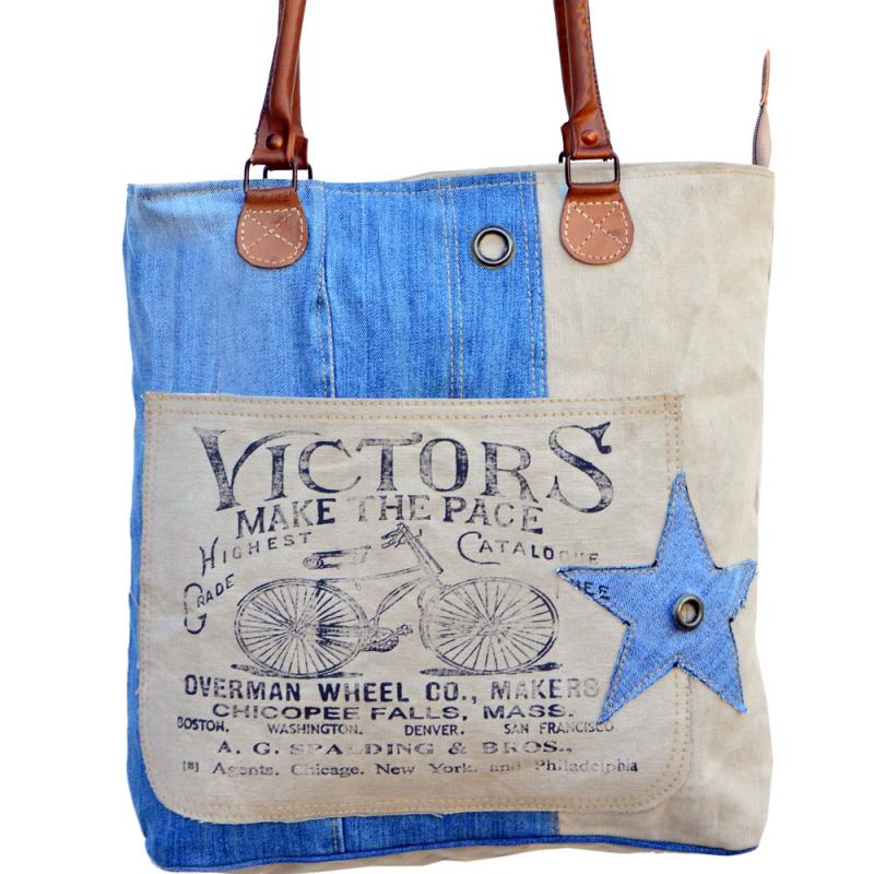 VICTOR'S BLUE CANVAS TOTE