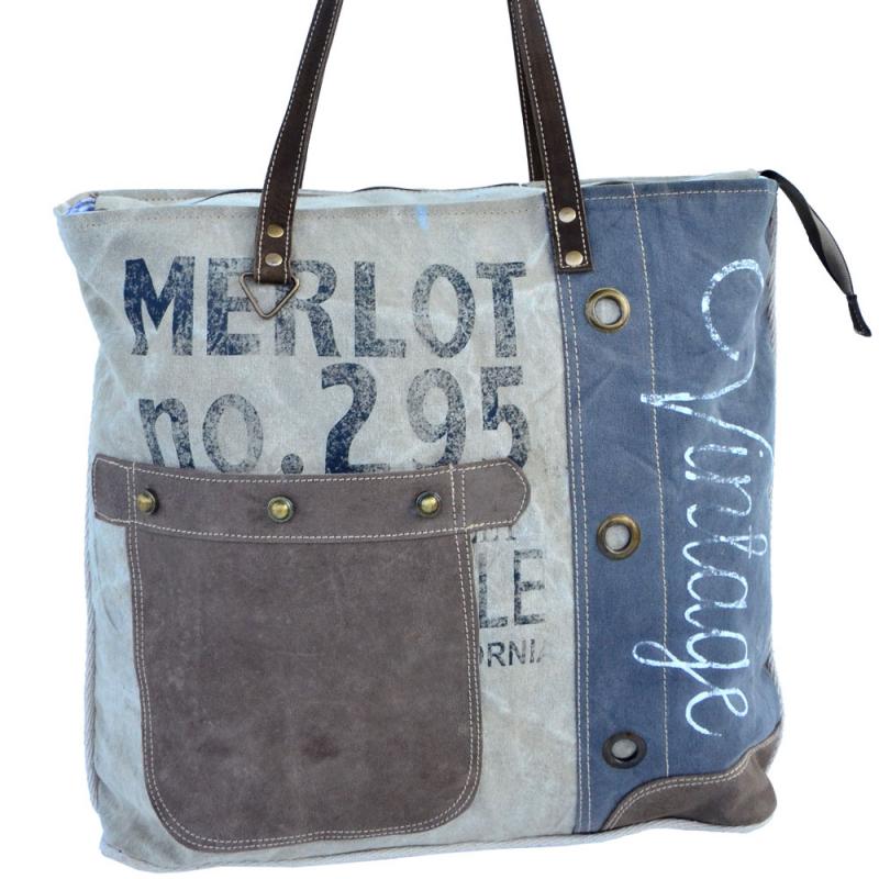 VINTAGE MERLOT CANVAS TOTE