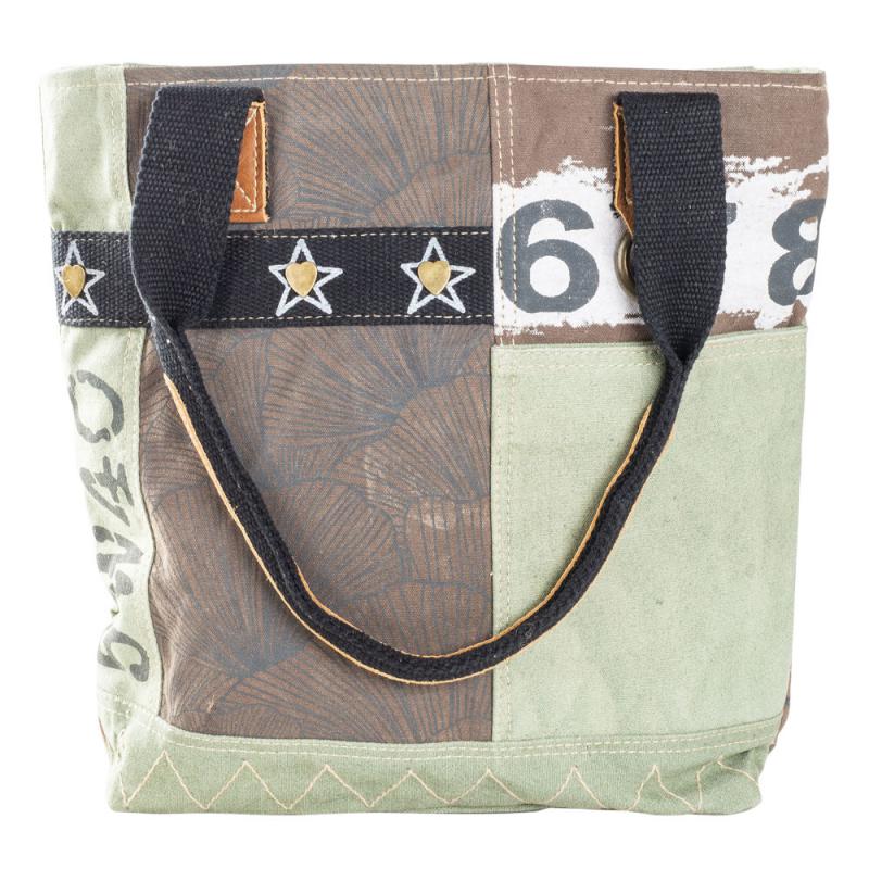 GREEN AND BROWN TOTE