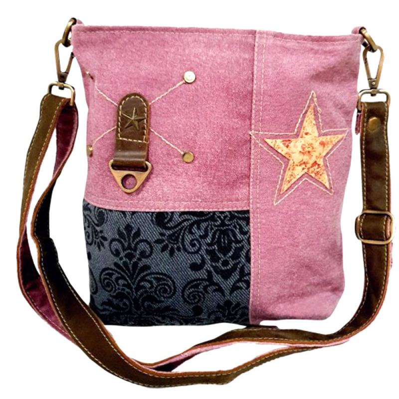 PINK AND BLACK WITH STAR SHOULDER BAG