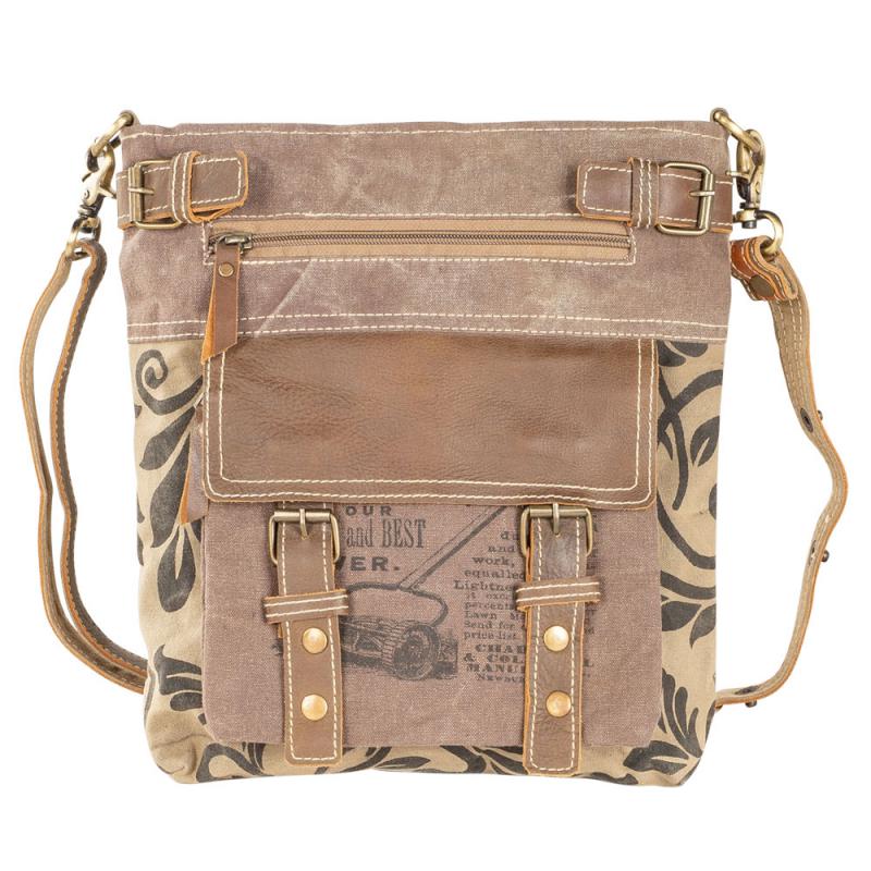 BROWN SHOULDER BAG WITH FRONT POCKET