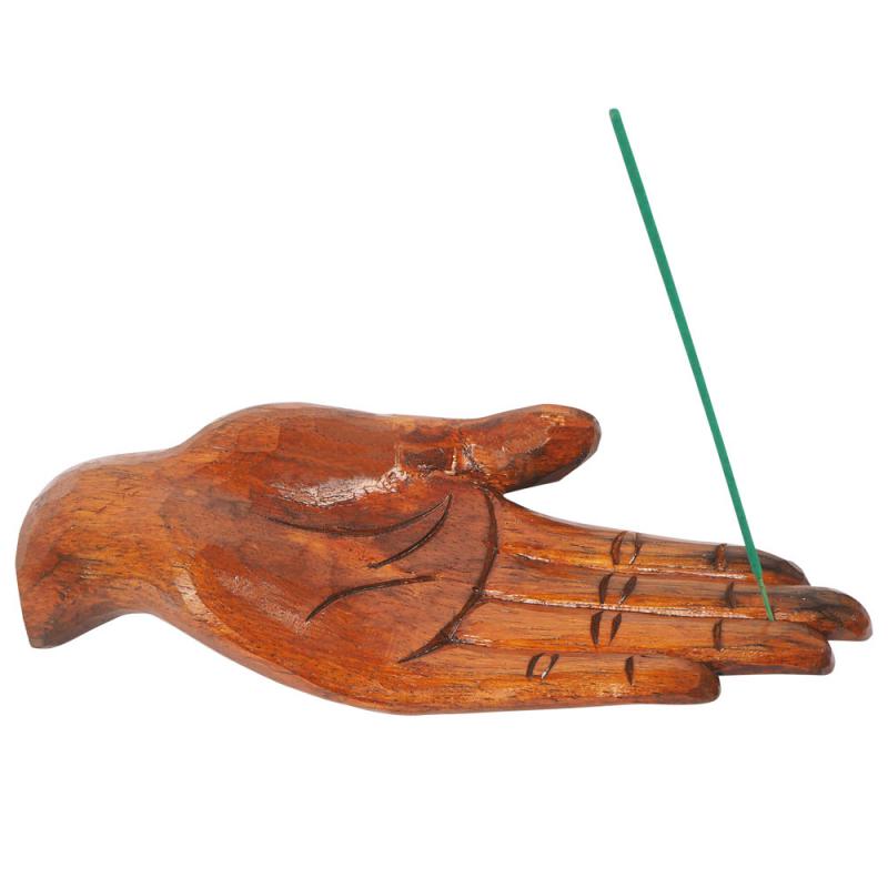 WOODEN HAND INCENSE HOLDER