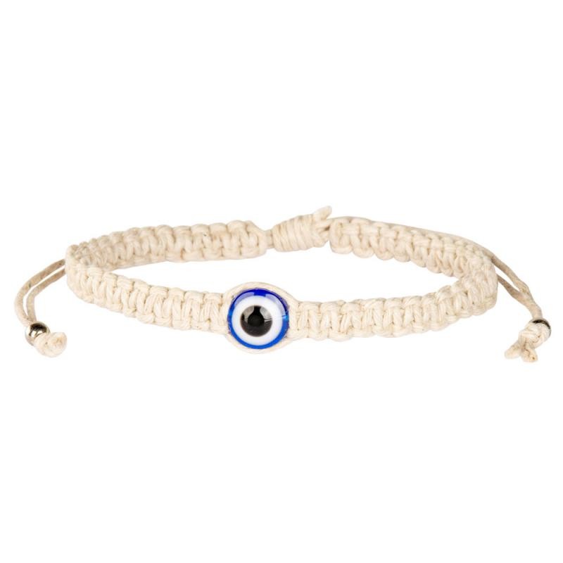 HEMP EVIL EYE PULL TIE BRACELET