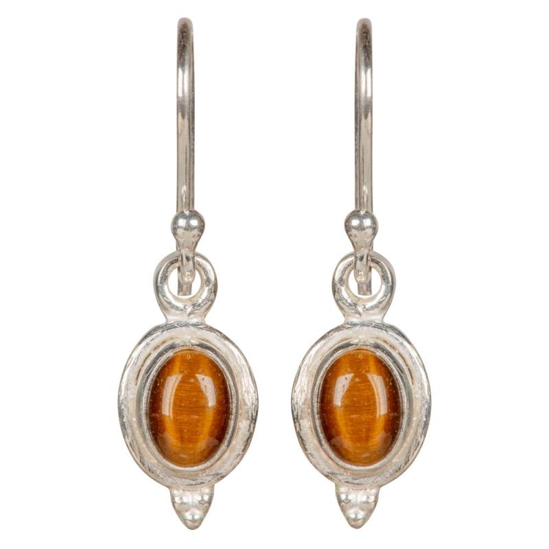 OVAL STONE STERLING SILVER EARRING