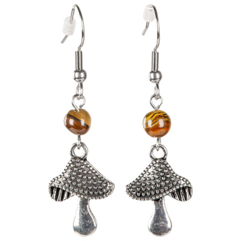 TIGER EYE MUSHROOM EARRINGS