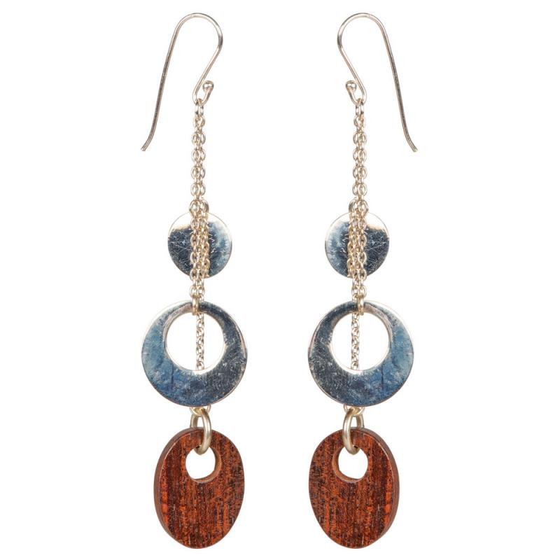 WOOD AND SILVER EARRINGS