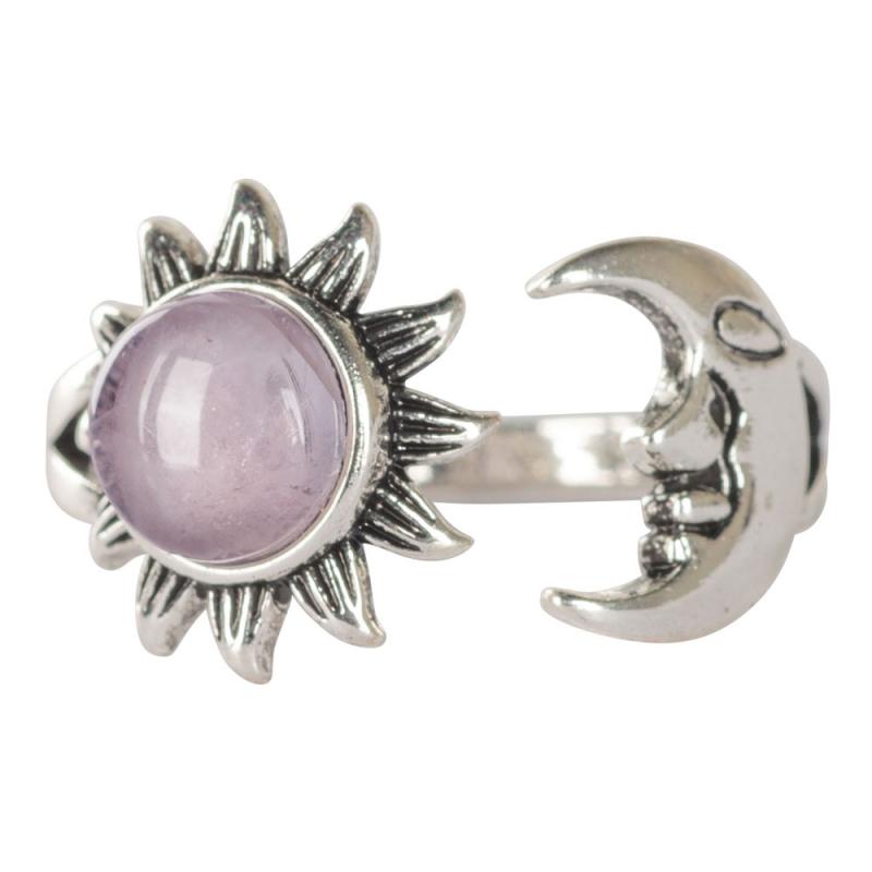 AMETHYST SUN & MOON ADJUSTABLE RING