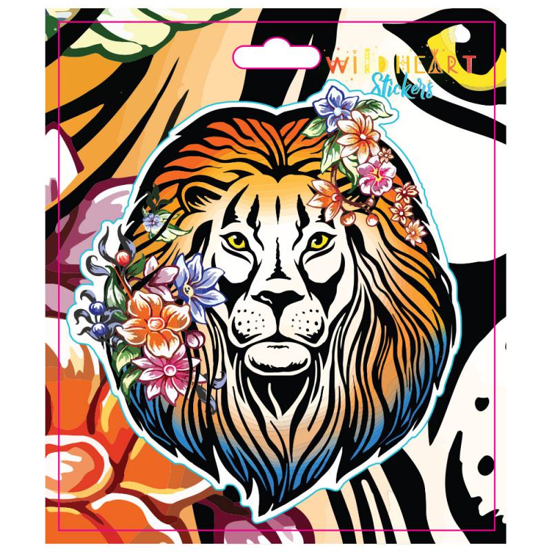 LION W/ FLOWERS STICKER