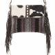 BLACK STRIPES CROSSBODY WITH FRING AND FUR CLOSURE