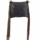 BROWN AND BLUE CROSSBODY WITH FRINGE FUR CANVAS AND ZIPPER CLOSURE 1