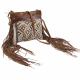BROWN AND BLUE CROSSBODY WITH FRINGE FUR CANVAS AND ZIPPER CLOSURE 2