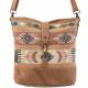 BROWN CROSSBODY WITH MIXED FABRICS