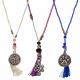 SILVER CHARM TASSEL NECKLACE