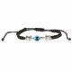 BLACK CORD ADJUSTABLE EVIL EYE BRACELET WITH TURTLE CHARMS